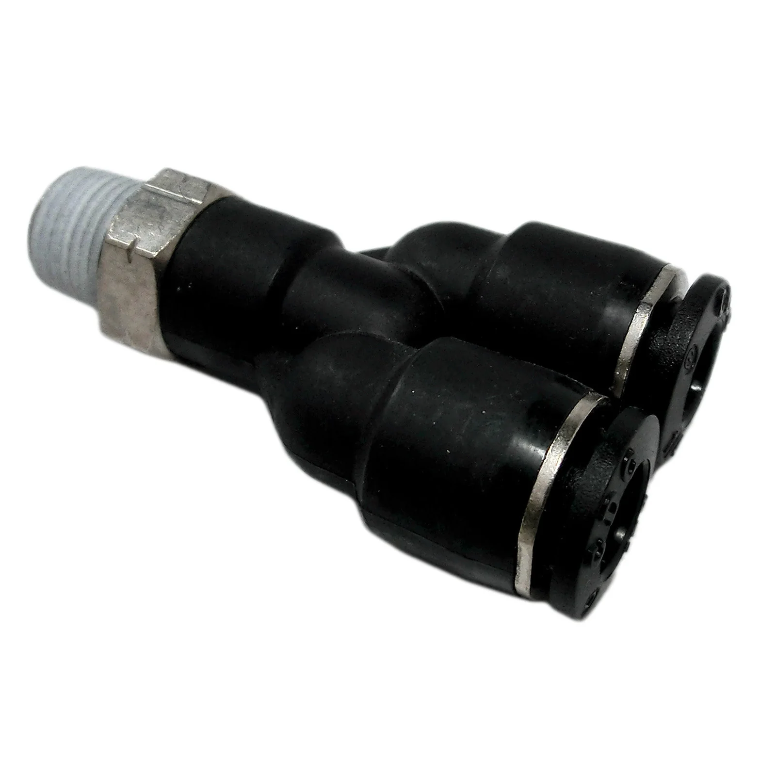 Fitting pneumatic Y 1/4 press-in (two) 1/8 in. NPT (one)