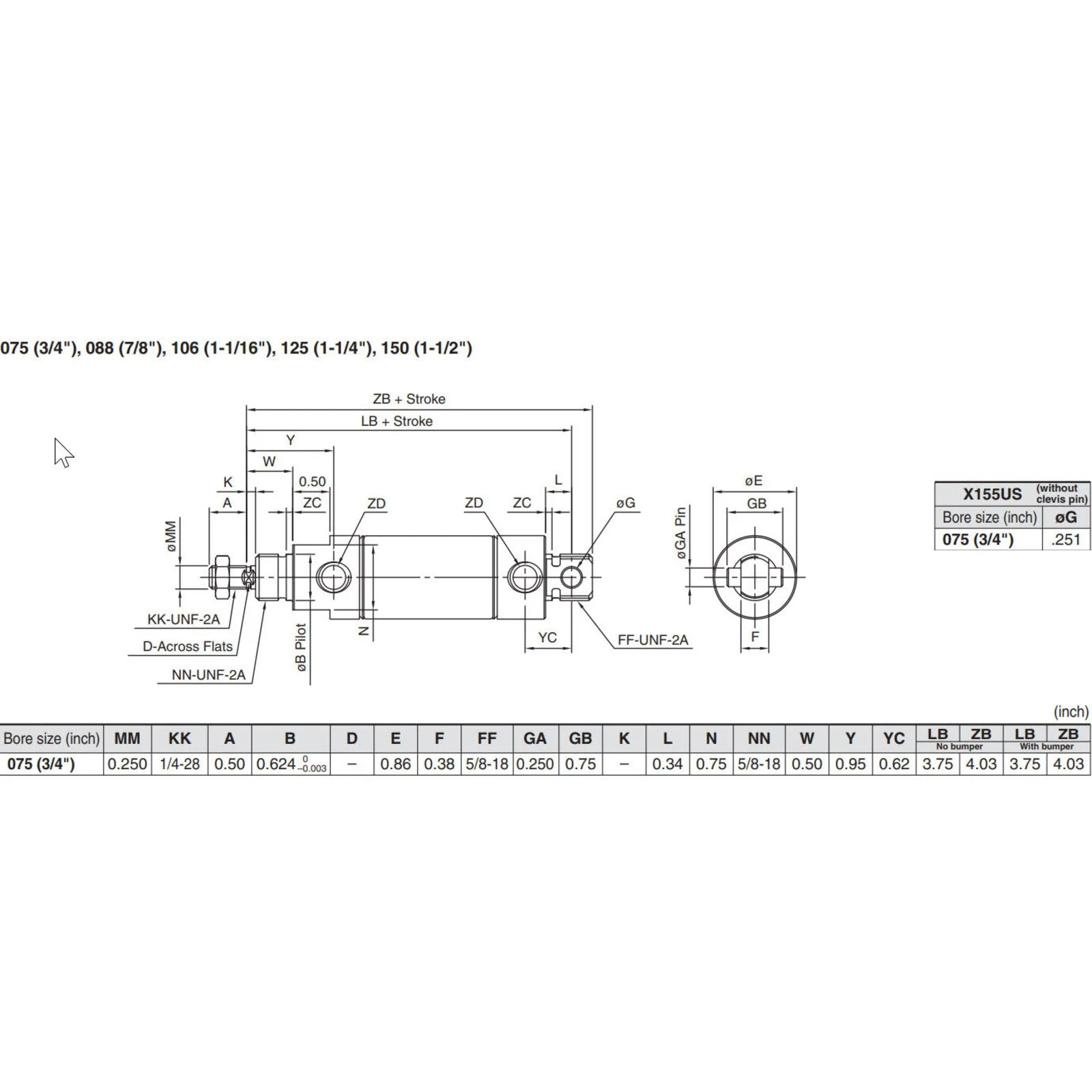 Ships from Sydney - Double Acting 3/4 in. Bore Air Cylinders Different Lengths
